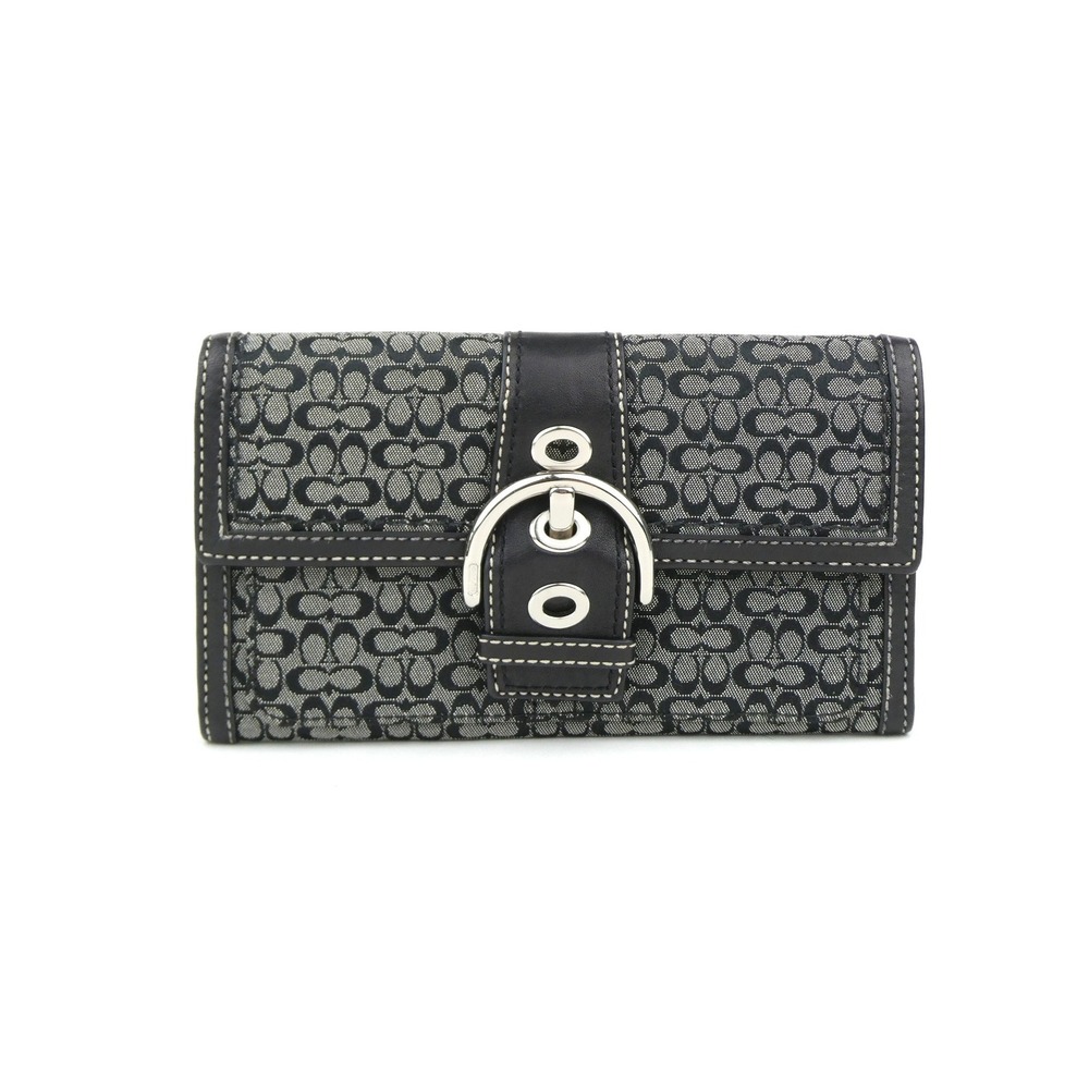 Coach Soho Signature Black Mini C Trifold Wallet